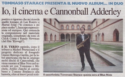 Tommaso Starace: intervista di Marco Mangiarotti su 'Il Giorno' in occasione del concerto di questa sera al Blue Note
