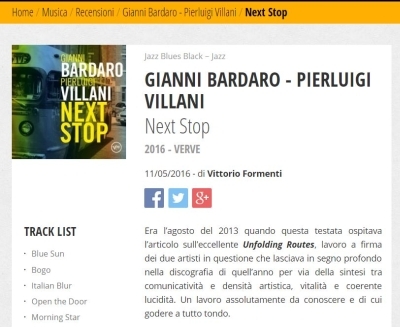Strepitosa recensione di 'Next Stop' di Gianni Bardaro & Pierluigi Villani su Mescalina.it