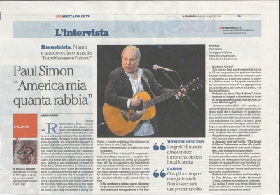Intervista a Paul Simon su 'La Repubblica'