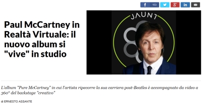 Paul McCartney: lo speciale su Repubblica.it! Domani esce 'PURE McCARTNEY, la raccolta definitiva!