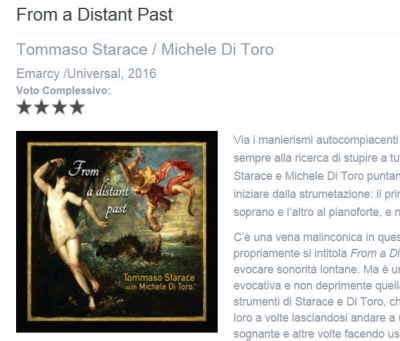 Quattro stelle per "From a Distant Past" di Tommaso Starace su Amadeus on line!