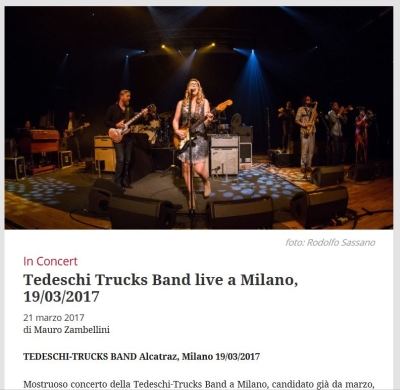 Entusiastica (a dir poco) recensione del concerto della Tedeschi Trucks Band di domenica sera all'Alcatraz di Milano su Buscadero on line!