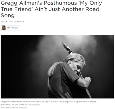 In anteprima assoluta su NPR “My Only True Friend”, la prima traccia svelata dal capolavoro postumo del grande Gregg Allman