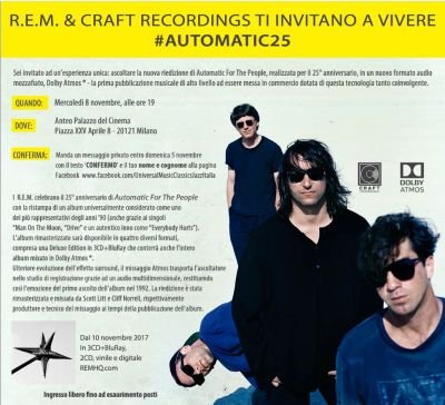 R.E.M.: "Automatic for the People in Dolby Atmos® al cinema!
