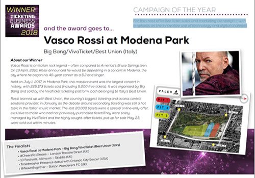 MODENA PARK VINCE THE TICKETING BUSINESS AWARD