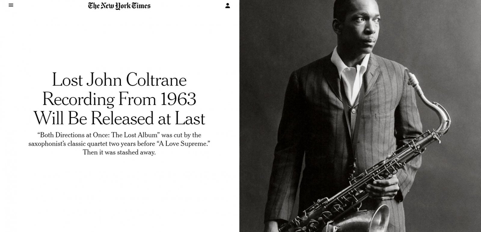Il New York Times annuncia la pubblicazione dell'album perduto di John Coltrane