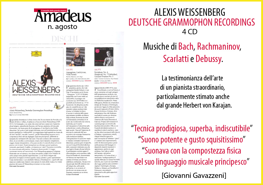 Alexis Weissenberg: scelta del mese per Amadeus di agosto