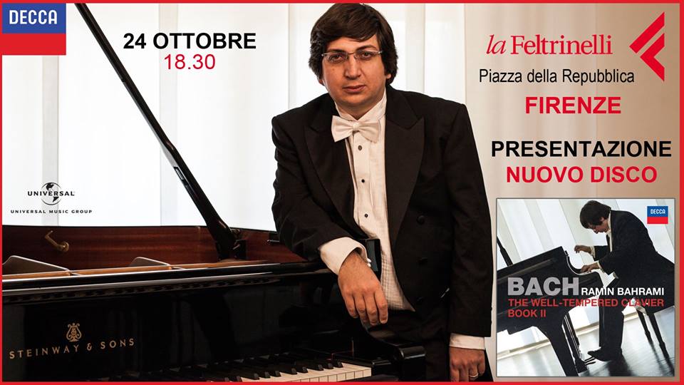Ramin Bahrami presenta oggi il suo CD presso la Feltrinelli di Firenze