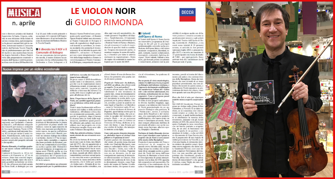 'Le Violon Noir': il cd di Guido Rimonda avrà un seguito