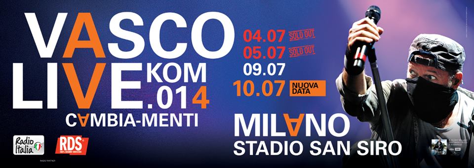 VASCO ROSSI : A GRANDISSIMA RICHIESTA VIENE AGGIUNTA UN'ULTERIORE DATA A MILANO 10 LUGLIO - SAN SIRO