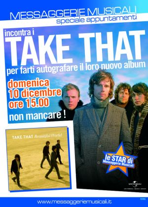 I TAKE THAT INCONTRANO I FANS A ROMA DOMENICA 10 DICEMBRE!