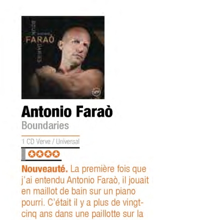 Ottima recensione di 'BOUNDARIES' di Antonio Faraò su Jazz Magazine