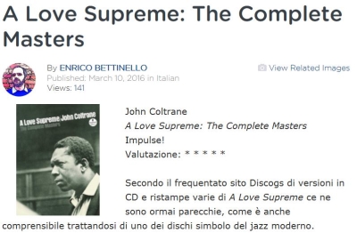 Recensione di John Coltrane:' A Love Supreme - The Complete Masters' su All About Jazz!