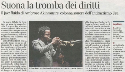 Questa sera Ambrose Akinmusire al Blue Note Milano / 2: articolo sul Corriere della Sera (di Fabrizio Guglielmini)