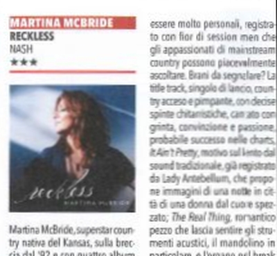 Recensione di 'RECKLESS di Martina McBride su BUSCADERO'