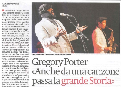 Intervista a Gregory Porter su Il Manifesto: la musica come impegno sociale, la canzone si fa storia.