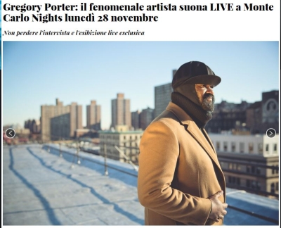 Questa sera Gregory Porter a Radio Monte Carlo, ospite di Nick The Nightfly a Monte Carlo Nights!