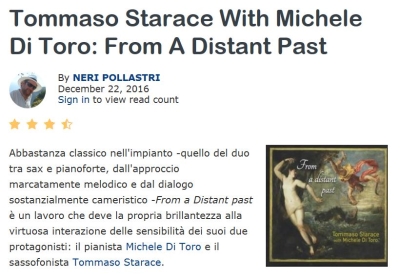 All About Jazz recensisce "From a Distant Past" di Tommaso Starace, inciso in duo con Michele Di Toro