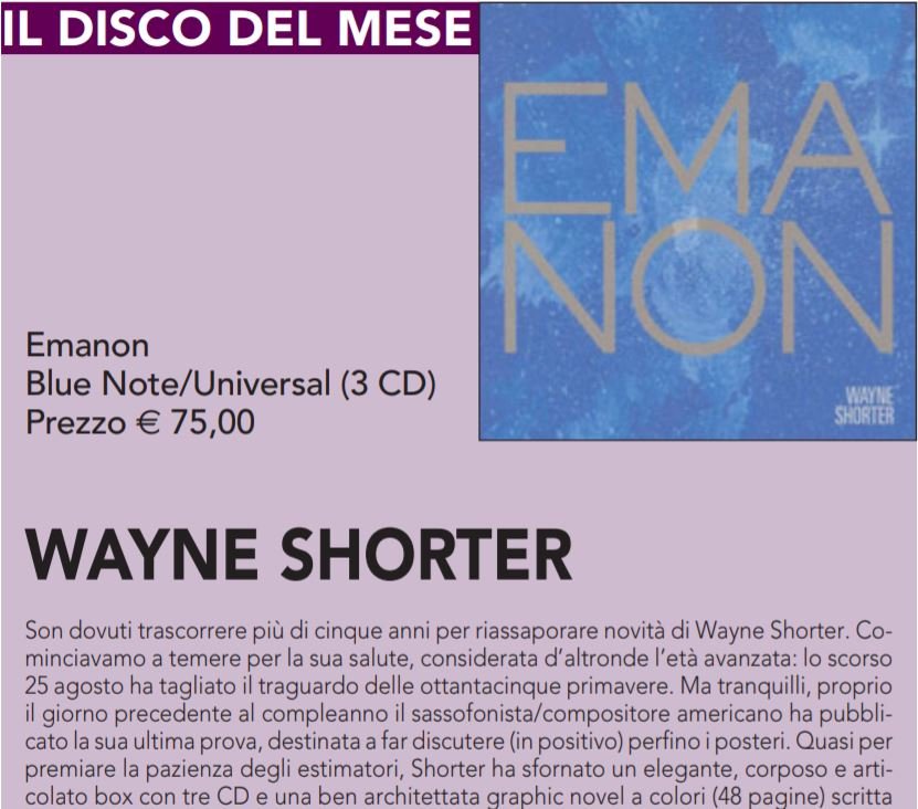 "Emanon" di Wayne Shorter è 'Disco del Mese' su Audioreview di dicembre