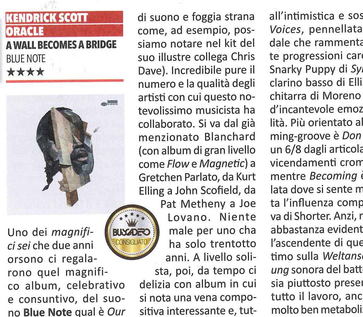 Lunga ed esauriente recensione - a quattro stelle! - sul numero in edicola di Buscadero per "A Wall Becomes a Bridge"