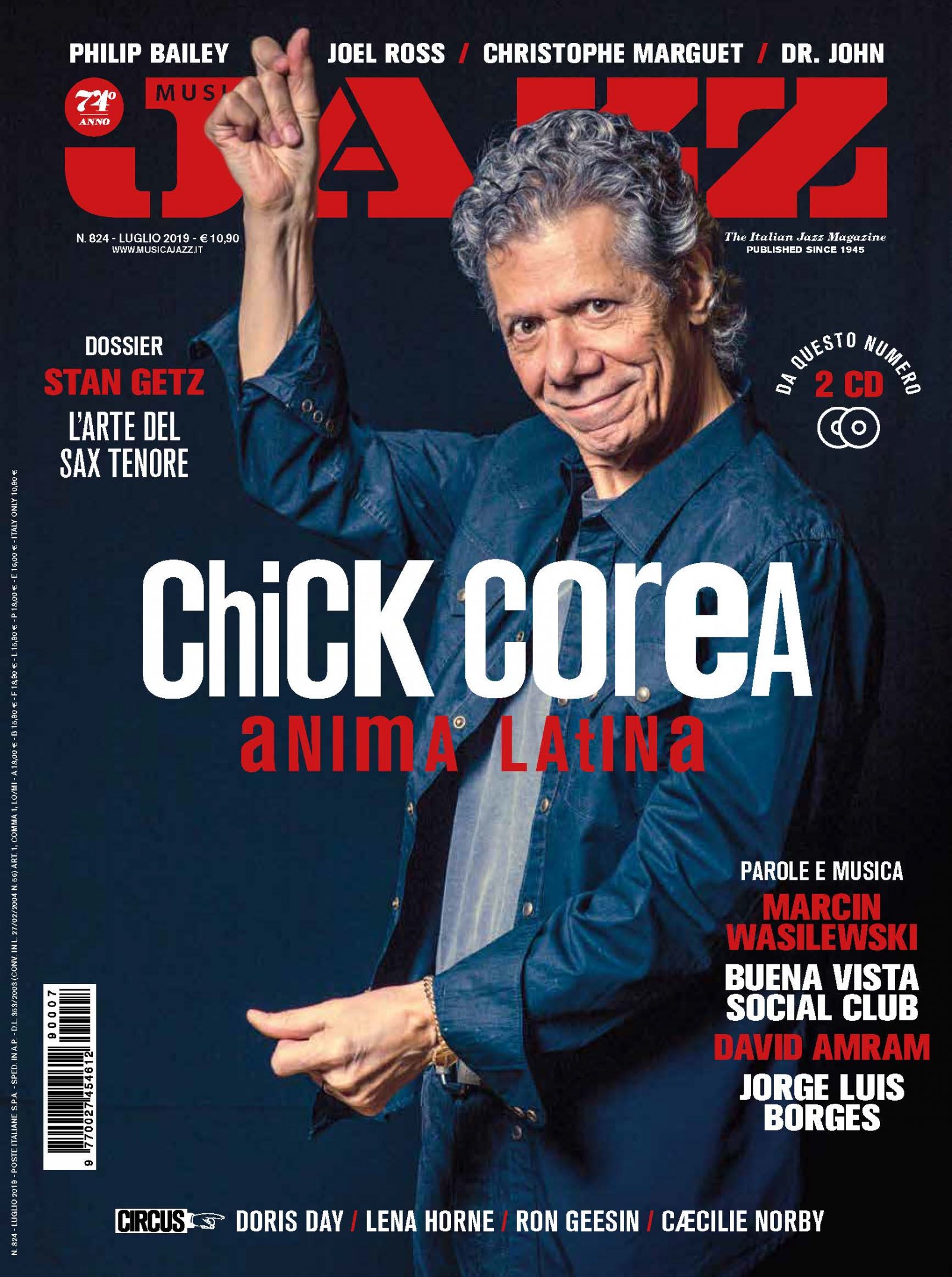 Musica Jazz: la cover story del numero di luglio è dedicata a Chick Corea
