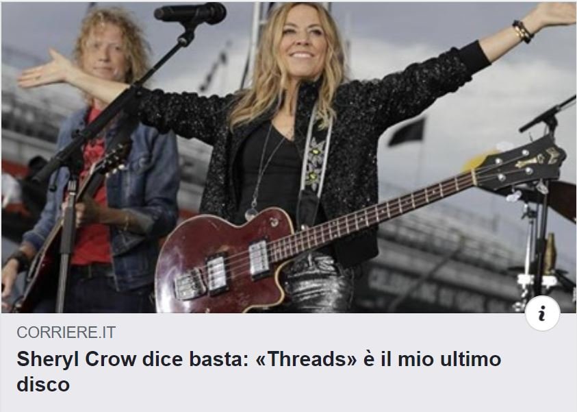 "...è stata un’esperienza 'cosmica'": Sheryl Crow racconta al Corriere della Sera la realizzazione del nuovo album 'Threads'