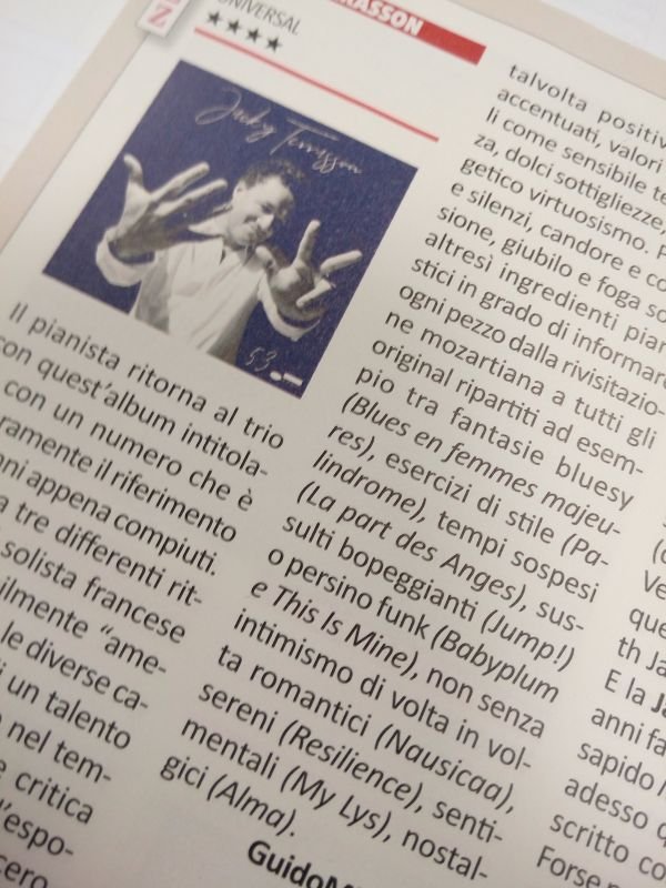 "... l'esponente di un jazz sincero, comunicativo, intelligente..." Recensione a pieno punteggio per "53" di Jacky Terrasson su 'Buscadero'