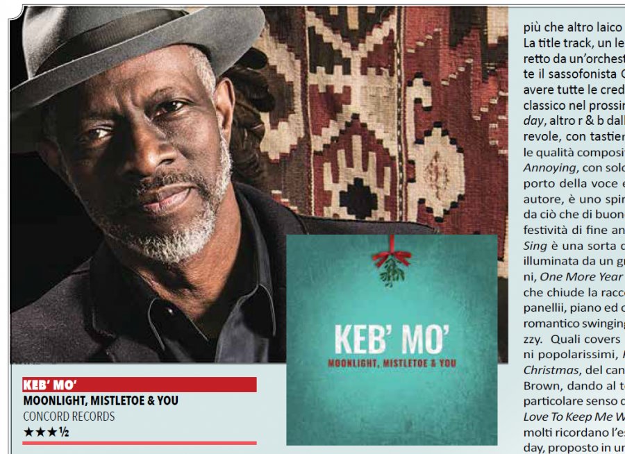 "Un lavoro frutto di impegno e autentica convinzione": Buscadero recensisce il disco blues di Natale del grande Keb' Mo', "Moonlight, Mistletoe & You"