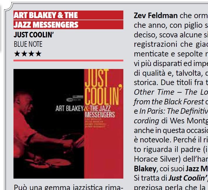"... una colata lavica di grande jazz": 'BUSCADERO' recensisce "Just Coolin'" di Art Blakey