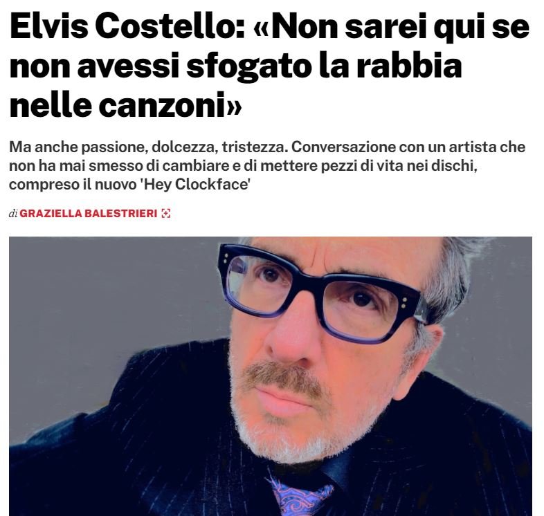 Elvis Costello: «Non sarei qui se non avessi sfogato la rabbia nelle canzoni»