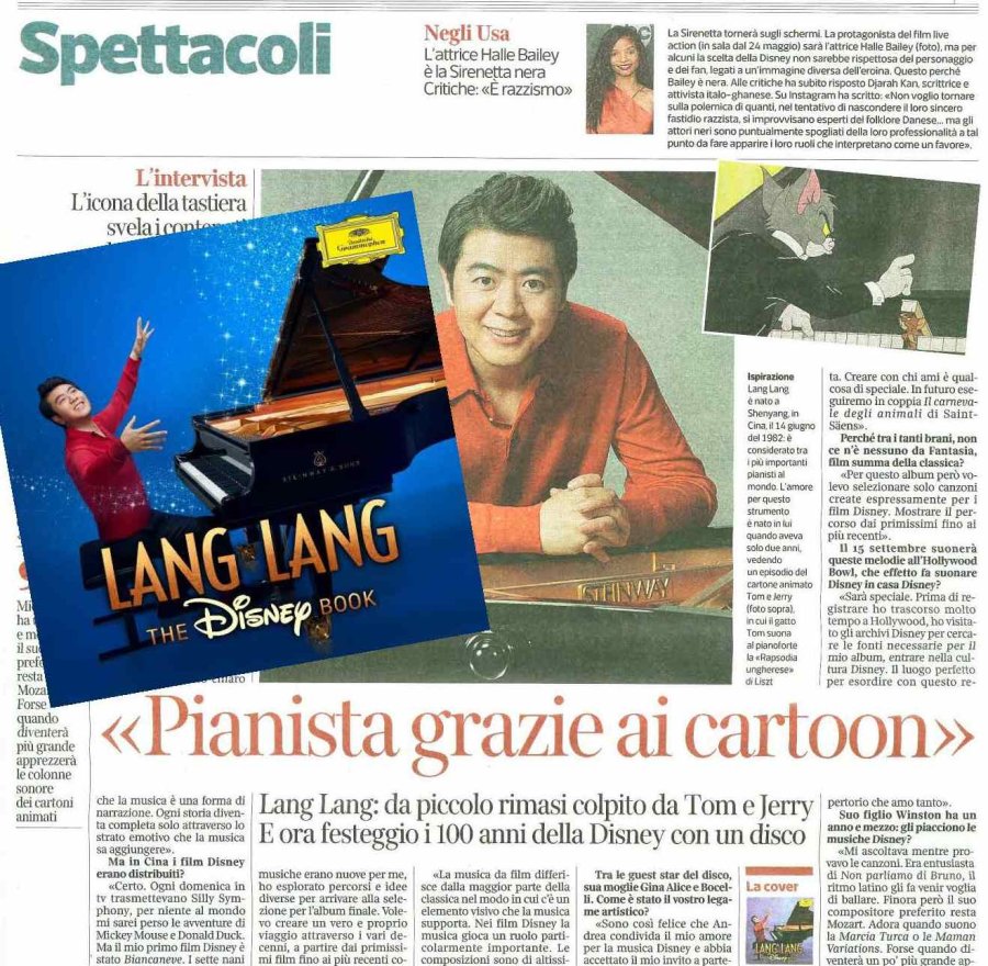 LANG LANG INTERVISTATO DAL CORRIERE DELLA SERA PARLA DEL SUO NUOVO ALBUM "THE DISNEY BOOK"