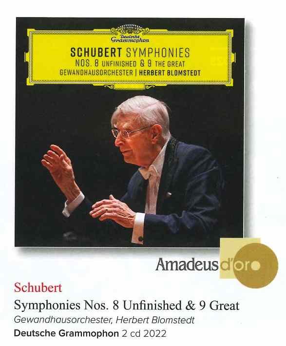LE SINFONIE DI SCHUBERT CON BLOMSTEDT SONO DISCO D'ORO DI AMADEUS