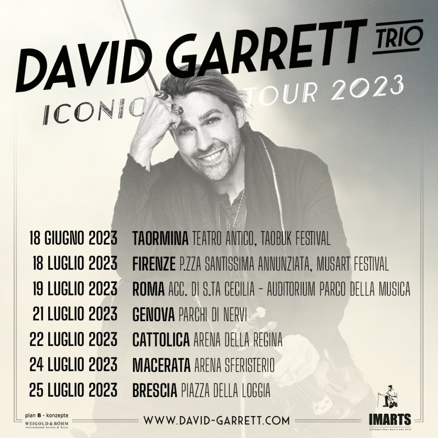 DAVID GARRETT ARRIVA IN ITALIA CON L'ICONIC TOUR
