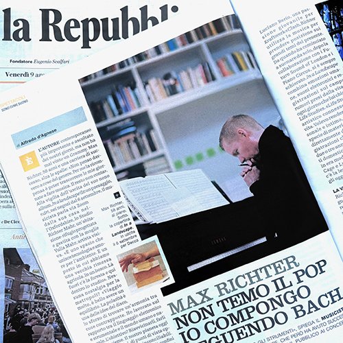 MAX RICHTER INTERVISTATO PER IL VENERDì' DI REPUBBLICA PARLA DEL SUO NUOVO ALBUM "IN A LANDSCAPE"
