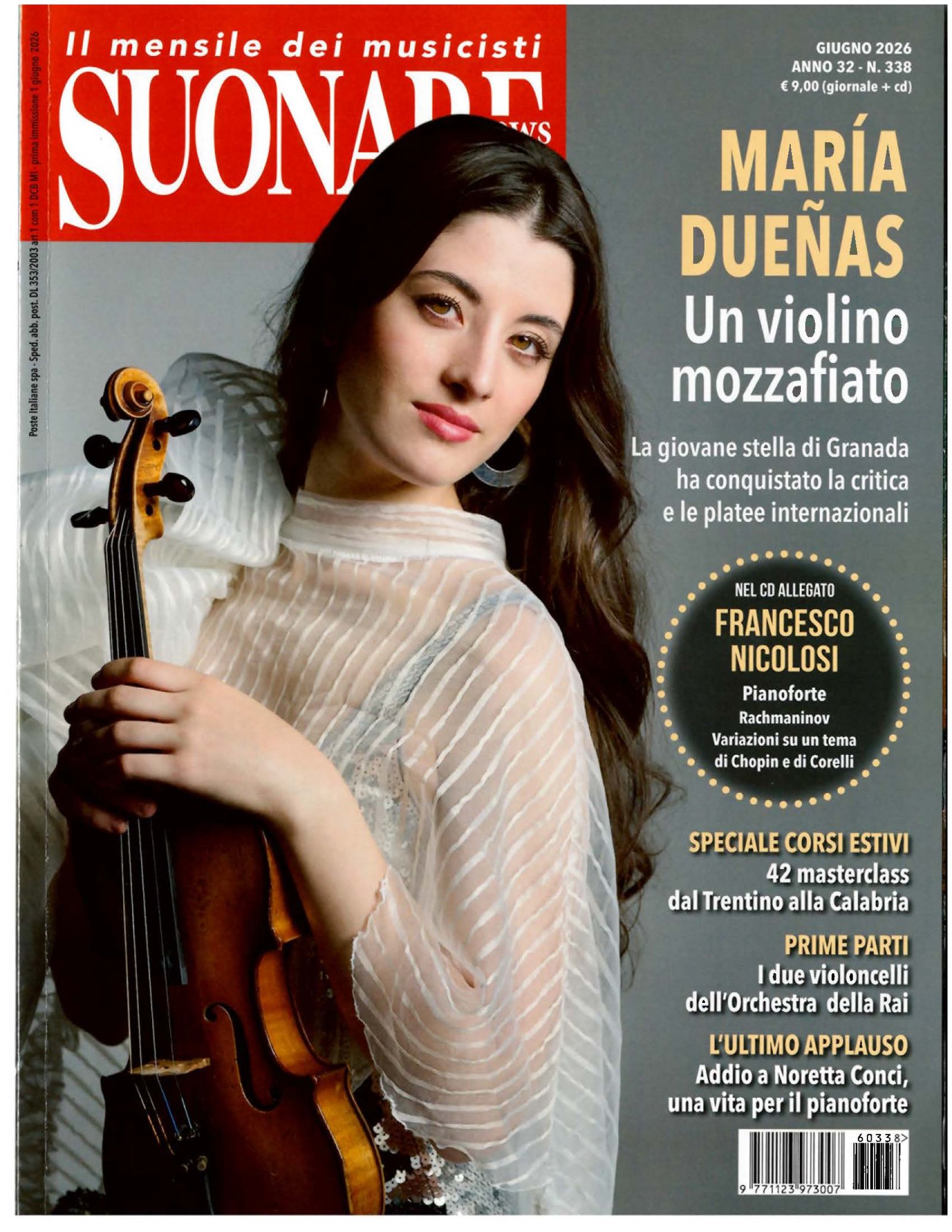 MAR&Iacute;A DUE&Ntilde;AS: COVER STORY SU &ldquo;SUONARE NEWS&rdquo; PER PRESENARE IL NUOVO ALBUM &ldquo;HOMAGE TO HEIFETZ&rdquo;
