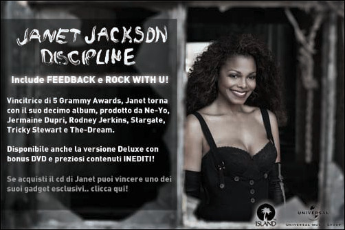 "DISCIPLINE" DI JANET JACKSON AL NUMERO 1 NEGLI USA