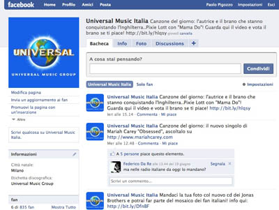 DIVENTA FAN DI UNIVERSAL MUSIC SU FACEBOOK
