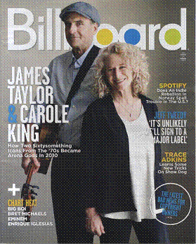 Carole King e James Taylor sulla cover di Billboard magazine.