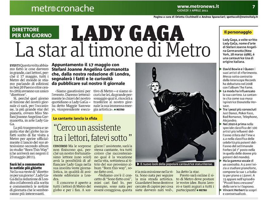 LADY GAGA AL TIMONE DI METRO PER UN GIORNO!