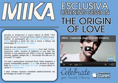 MIKA: Partecipa all'esclusiva listening session di "The origin of love"
