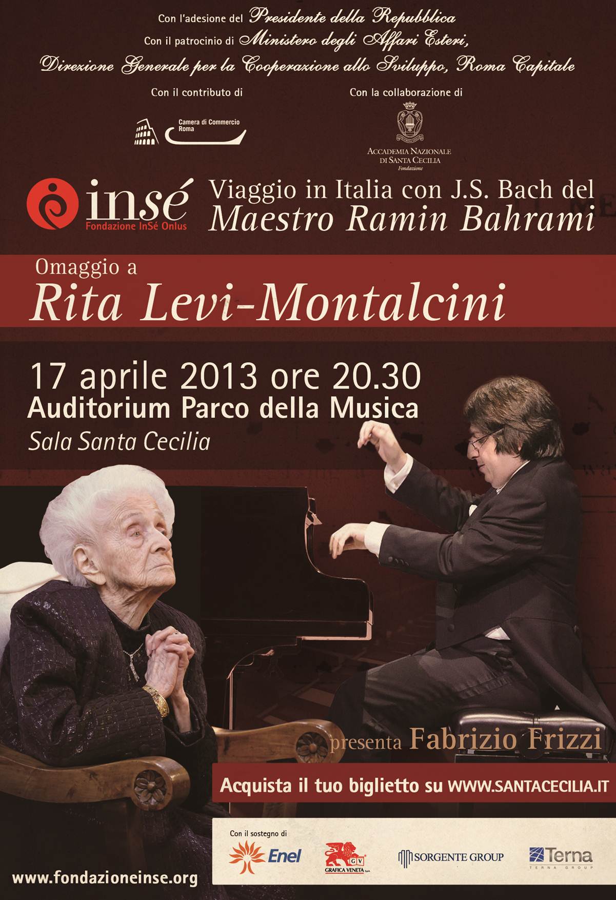 Ramin Bahrami all'Auditorium Parco della Musica per Rita Levi Montalcini