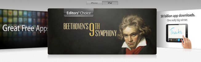 Beethoven 9 al primo posto della Free iPad Music apps charts in Italia, Canada, USA e Germania