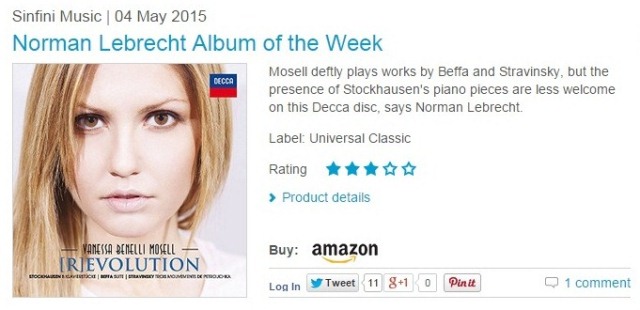 Vanessa Benelli Mosell: Norman Lebrecht album of the week su Sinfini