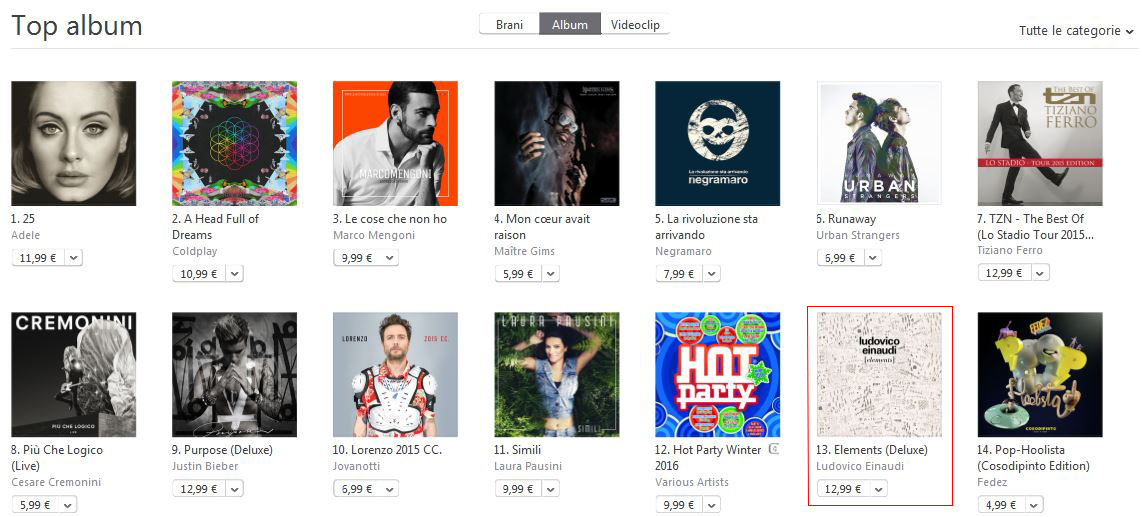 Ludovico Einaudi ed Elements al 12° posto su iTunes
