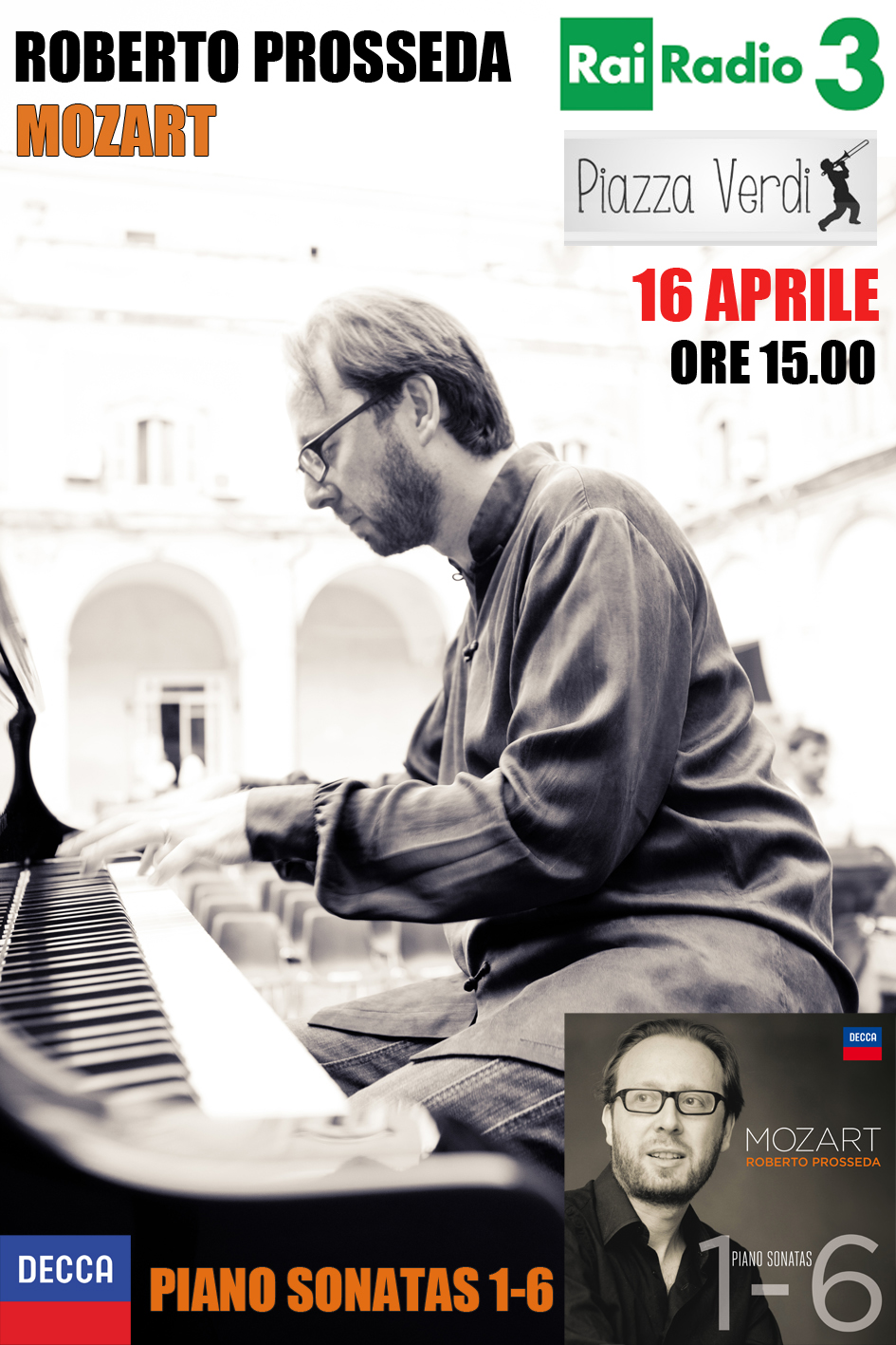 Roberto Prosseda: sabato a Piazza Verdi