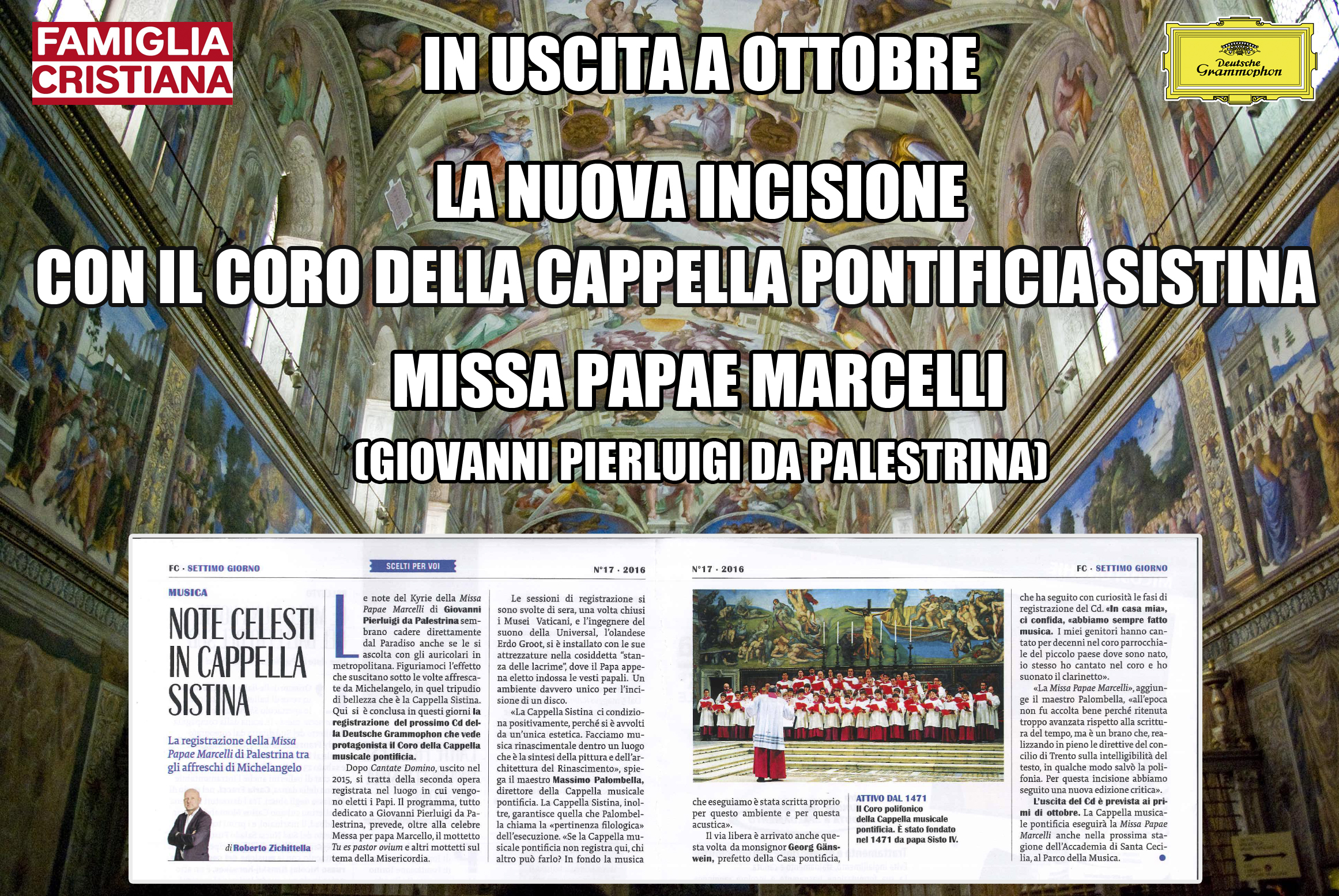 CORO DELLA CAPPELLA PONTIFICIA SISTINA: ad ottobre il nuovo disco