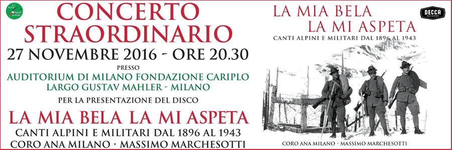 Coro ANA: IL 27 novembre a Milano la presentazione del nuovo CD