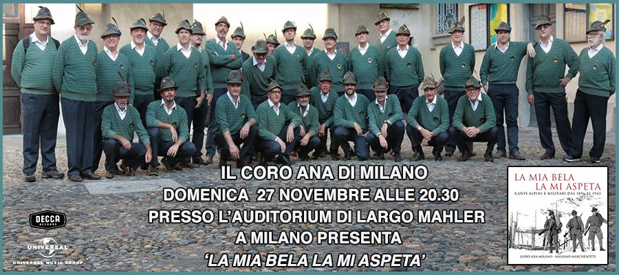 Coro ANA: domani a Milano la presentazione del nuovo CD Decca
