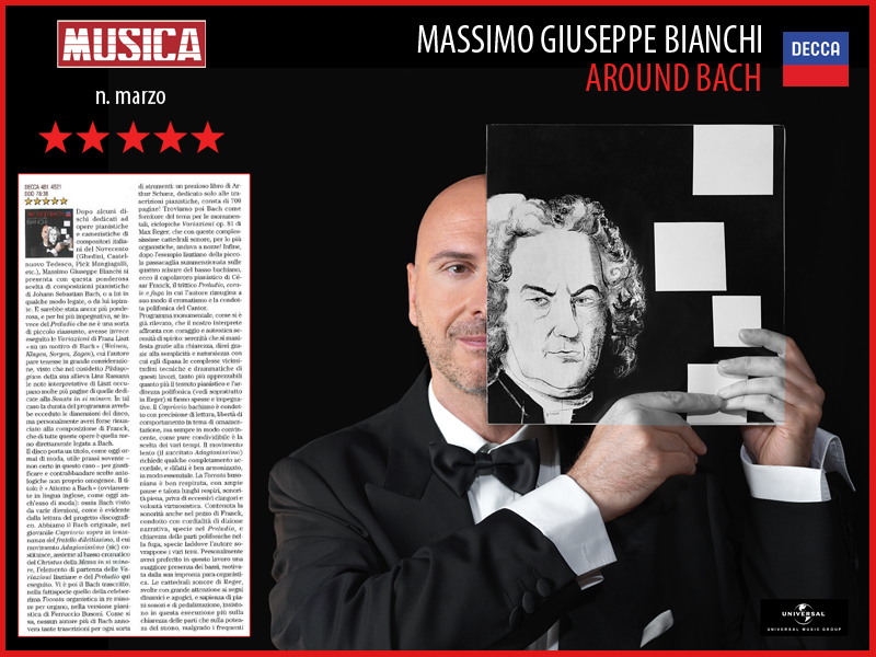Massimo Giuseppe Bianchi: Around Bach riceve 5 stelle su Musica di marzo