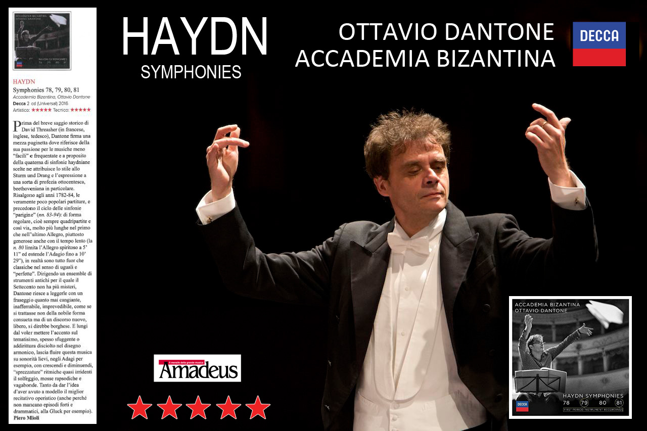 Ottavio Dantone / Accademia Bizantina: 5 stelle da Amadeus per 'Haydn Symphonies'